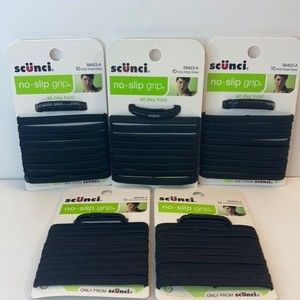 Scunci No Slip Grip Hair Elastics Ponytail Holders Black 5 Packs of 10